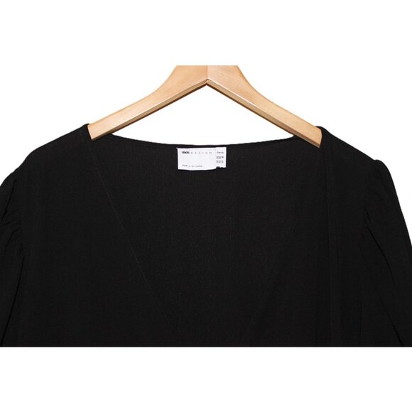 ASOS DESIGN Curve Wrap-Front Tiered Smock Midaxi Dress in Black - Size 18 - Picture 3 of 12